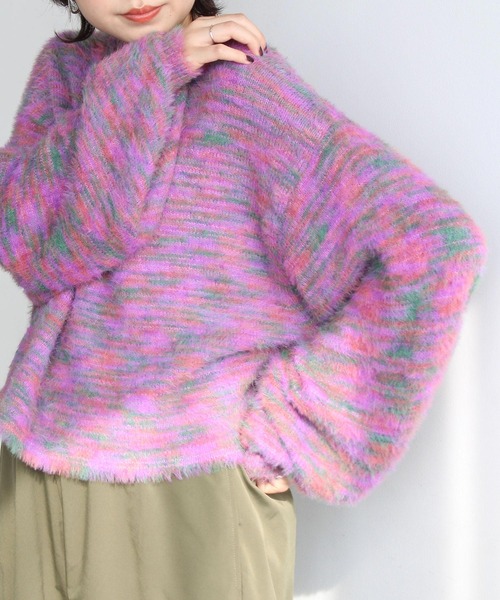 GeeRA（ジーラ）の「ミックスシャギーショートニット（ニット/セーター・レディース・ピンク/ミント/ブルー・MEDIUM）」の10枚目の写真