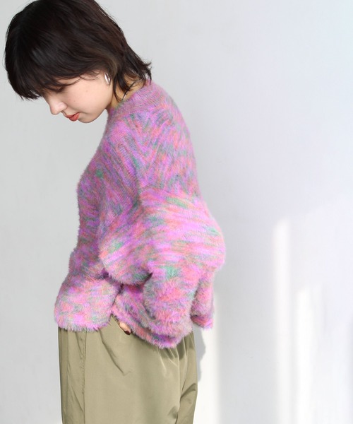 GeeRA（ジーラ）の「ミックスシャギーショートニット（ニット/セーター・レディース・ピンク/ミント/ブルー・MEDIUM）」の12枚目の写真