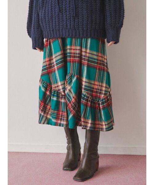 merry jenny(メリージェニー)の「チェックフリルフレアスカート(スカート・レディース・レッド/グリーン・FREE)」の2枚目の写真