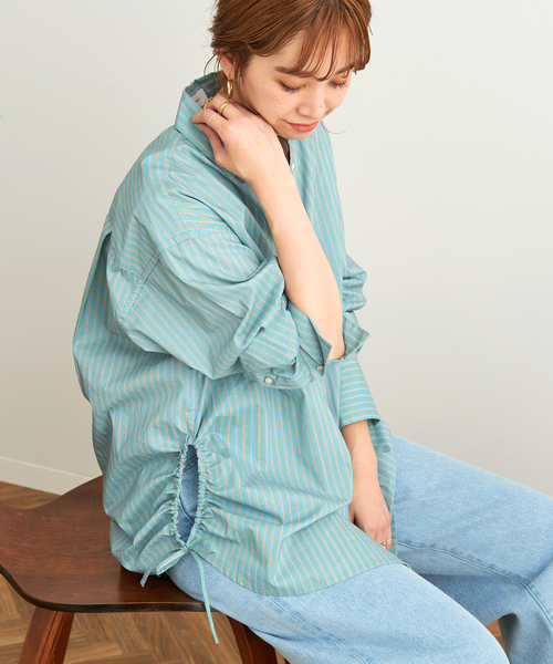 B.C STOCK(ベーセーストック)の「サイドオープンシャツ*(シャツ/ブラウス・レディース・ホワイト/グリーン/ブルー系その他/イエロー・FREE)」の8枚目の写真
