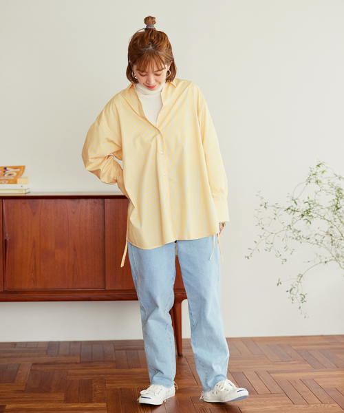 B.C STOCK(ベーセーストック)の「サイドオープンシャツ*(シャツ/ブラウス・レディース・ホワイト/グリーン/ブルー系その他/イエロー・FREE)」の21枚目の写真
