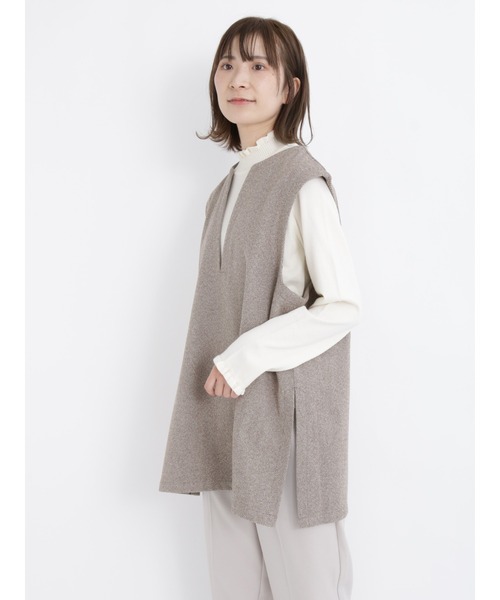 Samansa Mos2 blue(サマンサモスモスブルー)の「柄アソートVネックベスト(セットアップ可)(ベスト・レディース・モカ/ブラウン/ブラック・フリ-)」の4枚目の写真