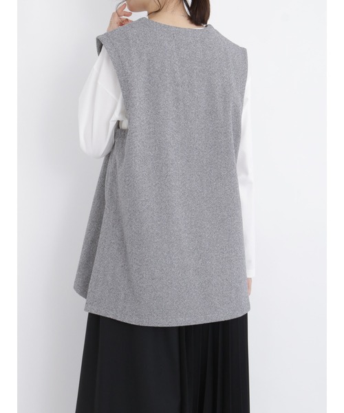 Samansa Mos2 blue(サマンサモスモスブルー)の「柄アソートVネックベスト(セットアップ可)(ベスト・レディース・モカ/ブラウン/ブラック・フリ-)」の9枚目の写真