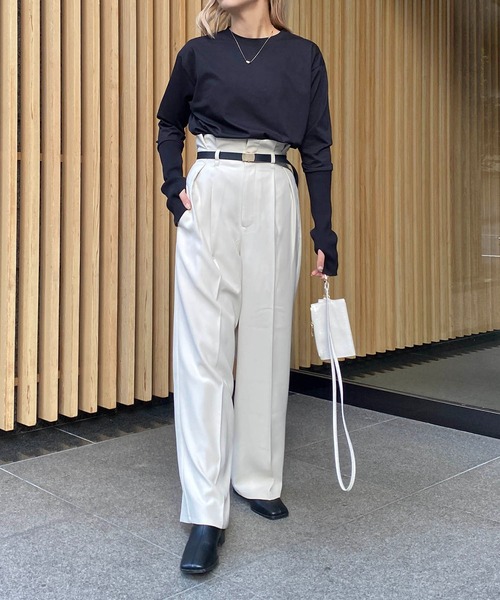 CAPRICIEUX LE'MAGE（カプリシューレマージュ）の「アームウォーマー風ロンT（Tシャツ/カットソー・レディース・ブラック/ホワイト/ベージュ・FREE）」の16枚目の写真