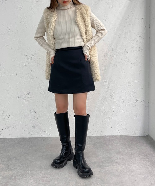 apres jour mignon(アプレジュールミニョン)の「ハイウエストミニスカート【ZOZOTOWN限定アイテム】(スカート・レディース・ダークブラウン/ブラック・X-LARGE/フリー)」の11枚目の写真
