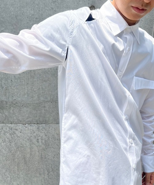 sulvam サルバム シャツ　ダブルカラー　切りっぱなし ホワイト　S sulvam / サルバム】DOUBLE COLLAR SHIRT / ダブルカラーシャツ