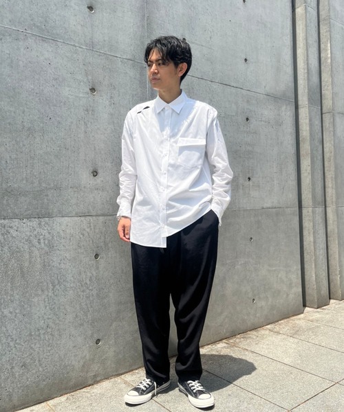 sulvam / サルバム】Slash stand collar shirts / スラッシュ
