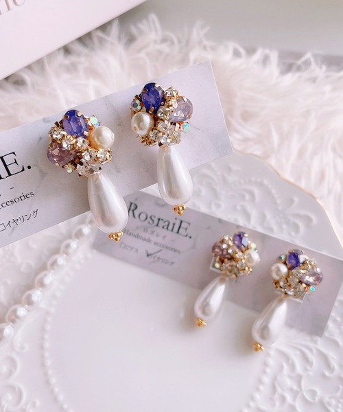 tone(トーン)の「【RosraiE】キラキラ ビジュー ドロップパール エレガント ピアス(MA)(ピアス(両耳用)・レディース・ゴールド・FREE)」の6枚目の写真