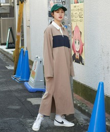 オーバーサイズラガーシャツワンピース