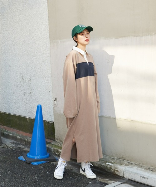 Auntie Rosa Holiday(アンティローザホリデー)の「オーバーサイズラガーシャツワンピース(ワンピース・レディース・チャコールグレー/ベージュ/ネイビー・FREE)」の9枚目の写真