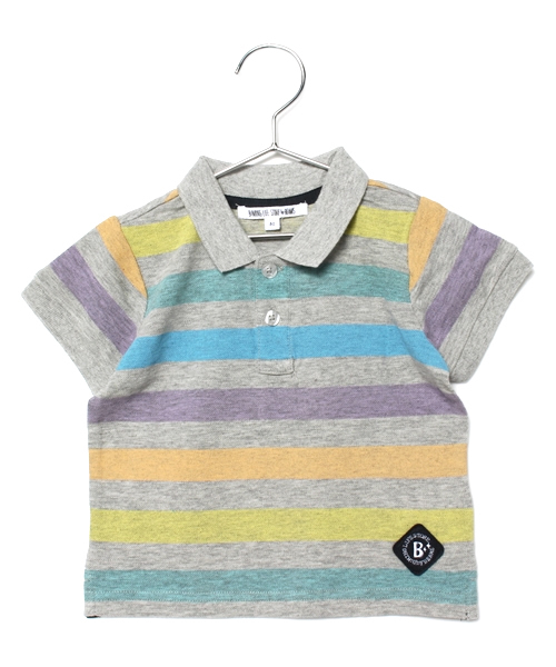 B:MING by BEAMS（ビーミングバイビームス）の「ビーミング by ビームス / マルチボーダー カノコポロ（ポロシャツ・キッズ・ホワイト/グレー・100/110/120/130/80/90）」の7枚目の写真