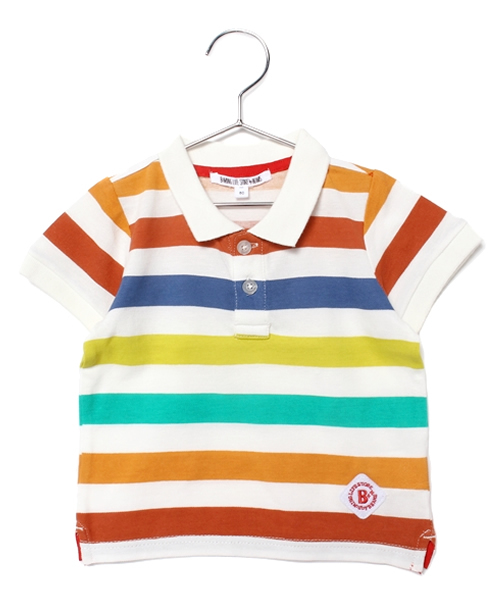 B:MING by BEAMS（ビーミングバイビームス）の「ビーミング by ビームス / マルチボーダー カノコポロ（ポロシャツ・キッズ・ホワイト/グレー・100/110/120/130/80/90）」の8枚目の写真