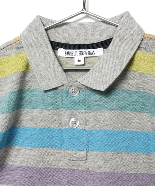 B:MING by BEAMS（ビーミングバイビームス）の「ビーミング by ビームス / マルチボーダー カノコポロ（ポロシャツ・キッズ・ホワイト/グレー・100/110/120/130/80/90）」の15枚目の写真
