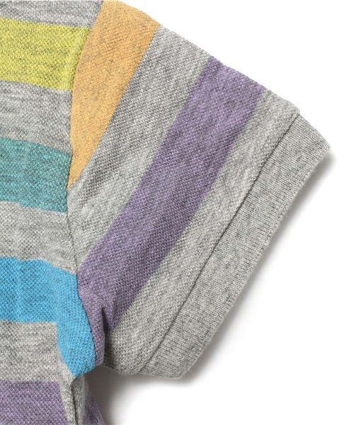 B:MING by BEAMS（ビーミングバイビームス）の「ビーミング by ビームス / マルチボーダー カノコポロ（ポロシャツ・キッズ・ホワイト/グレー・100/110/120/130/80/90）」の10枚目の写真