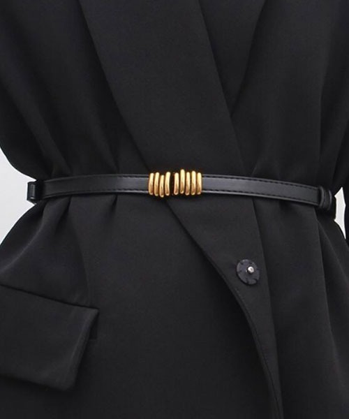 TONE SELECT GOODS（トーンセレクトグッズ）の「【resonance】アンティーク風 ゴールドバックル ナローベルト【マルチウェイ】（ベルト・レディース・ブラウン/ブラック/ダークブラウン・FREE）」の2枚目の写真