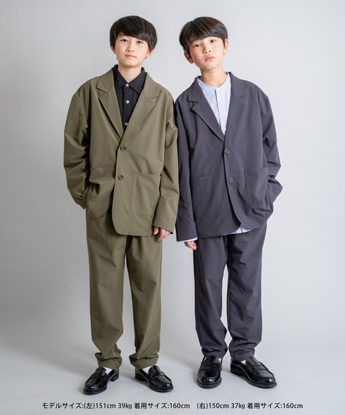 GLAZOS（グラソス）の「[テーパード]ナイロンストレッチ・イージースラックス【セットアップ対応】（スラックス・キッズ・チャコールグレー/カーキ・170cm/160cm/140cm/150cm）」の17枚目の写真