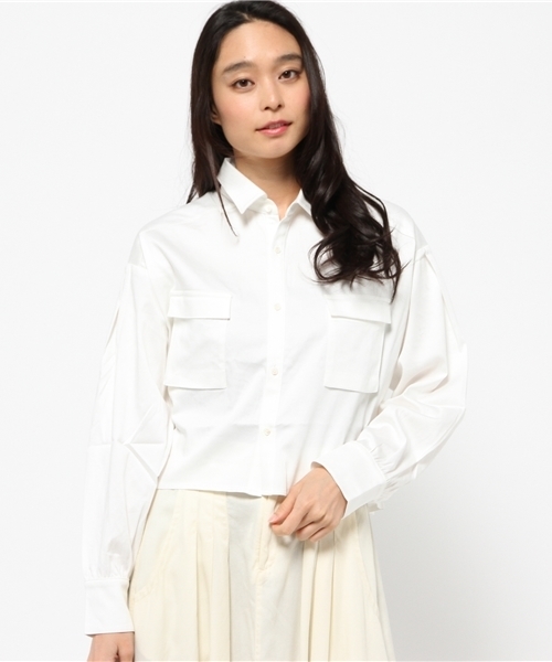 mystic（ミスティック）の「ショート丈デニムシャツ（シャツ/ブラウス・レディース・ブルー/ネイビー/オフホワイト・ﾌﾘ-）」の2枚目の写真