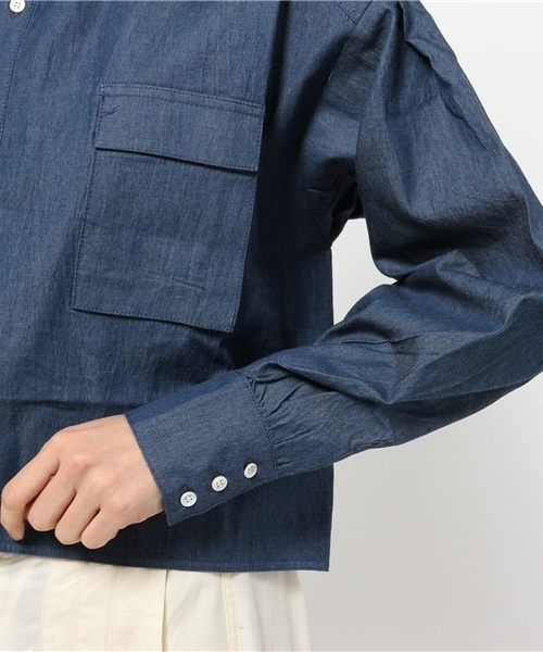 mystic（ミスティック）の「ショート丈デニムシャツ（シャツ/ブラウス・レディース・ブルー/ネイビー/オフホワイト・ﾌﾘ-）」の8枚目の写真