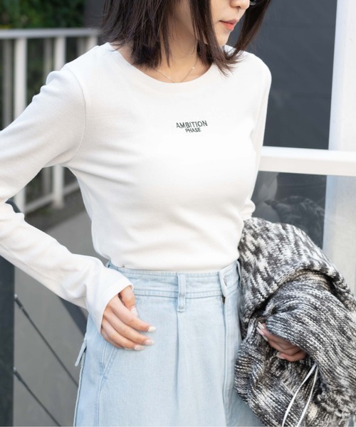 WEGO（ウィゴー）の「WEGO/ロゴ刺繍リブロンT（Tシャツ/カットソー・レディース・ホワイト/その他1・FREE）」の11枚目の写真