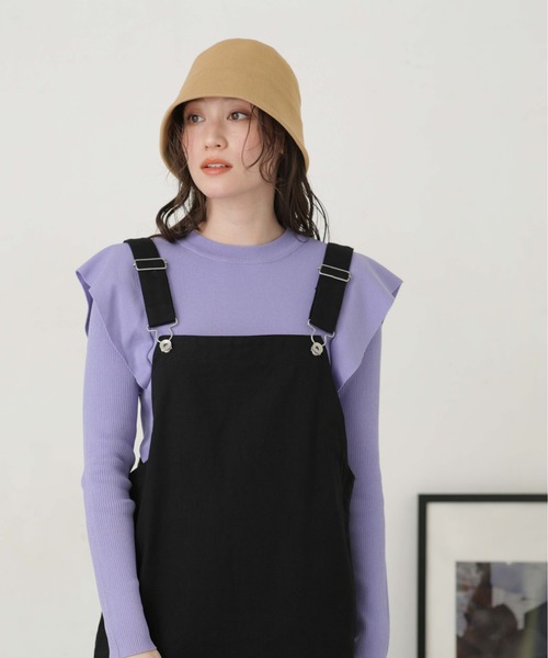 NANO universe（ナノユニバース）の「LB.04/ショルダー切り替えデザインニットトップス（ニット/セーター・レディース・パープル/ライトベージュ/ダークネイビー・FREE）」の20枚目の写真