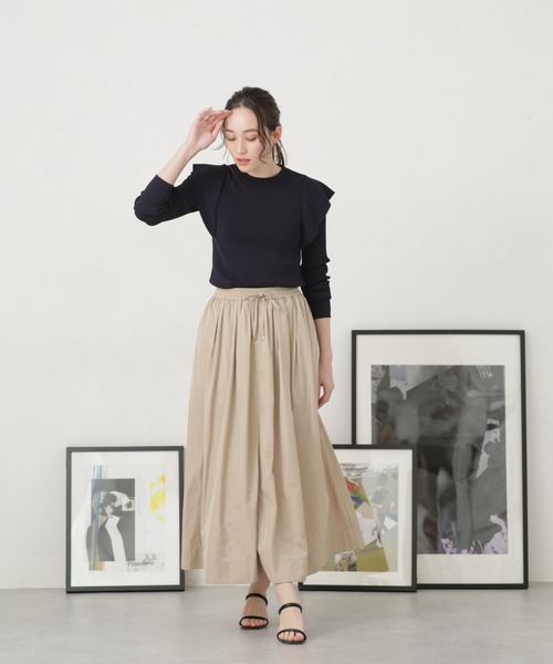 NANO universe（ナノユニバース）の「LB.04/ショルダー切り替えデザインニットトップス（ニット/セーター・レディース・パープル/ライトベージュ/ダークネイビー・FREE）」の9枚目の写真