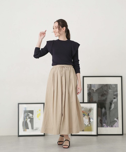 NANO universe（ナノユニバース）の「LB.04/ショルダー切り替えデザインニットトップス（ニット/セーター・レディース・パープル/ライトベージュ/ダークネイビー・FREE）」の17枚目の写真