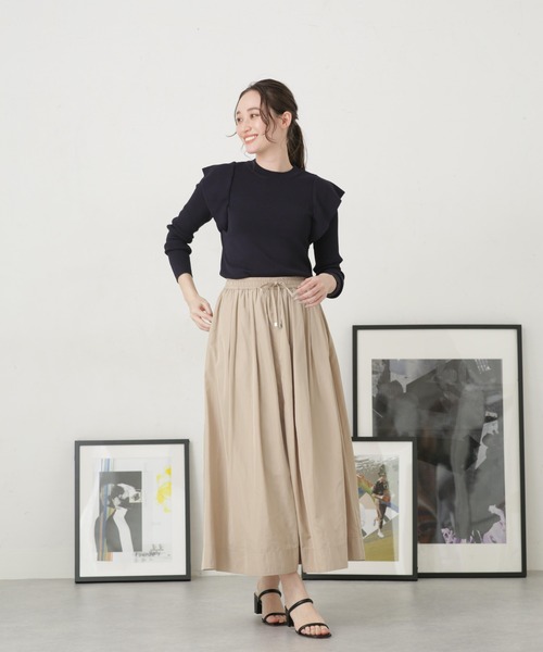 NANO universe（ナノユニバース）の「LB.04/ショルダー切り替えデザインニットトップス（ニット/セーター・レディース・パープル/ライトベージュ/ダークネイビー・FREE）」の22枚目の写真