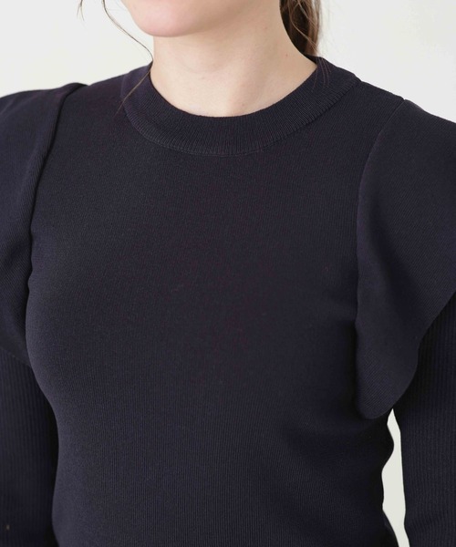 NANO universe（ナノユニバース）の「LB.04/ショルダー切り替えデザインニットトップス（ニット/セーター・レディース・パープル/ライトベージュ/ダークネイビー・FREE）」の10枚目の写真