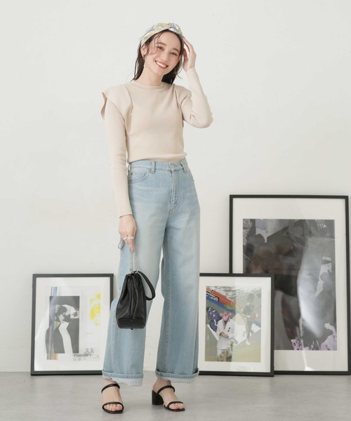 NANO universe（ナノユニバース）の「LB.04/ショルダー切り替えデザインニットトップス（ニット/セーター・レディース・パープル/ライトベージュ/ダークネイビー・FREE）」の15枚目の写真