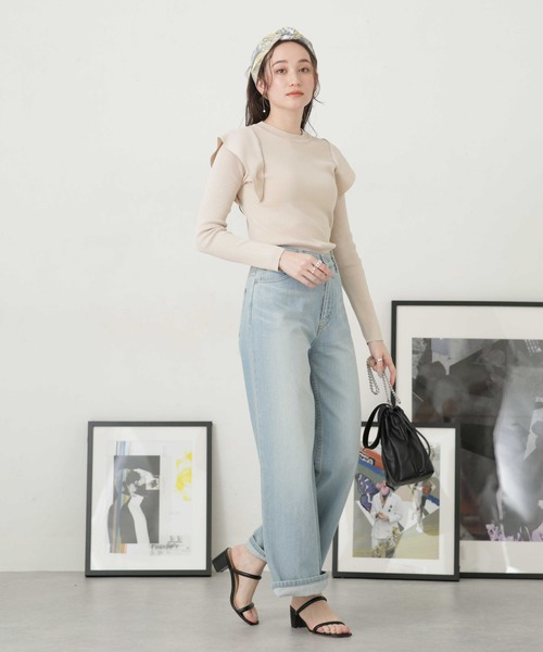 NANO universe（ナノユニバース）の「LB.04/ショルダー切り替えデザインニットトップス（ニット/セーター・レディース・パープル/ライトベージュ/ダークネイビー・FREE）」の11枚目の写真