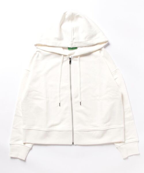 BENETTON (UNITED COLORS OF BENETTON)（ベネトンユナイテッドカラーズオブベネトン）の「フードジップアップスウェットパーカー（パーカー・レディース・ホワイト/グリーン・MEDIUM/SMALL/X-SMALL/LARGE）」の6枚目の写真