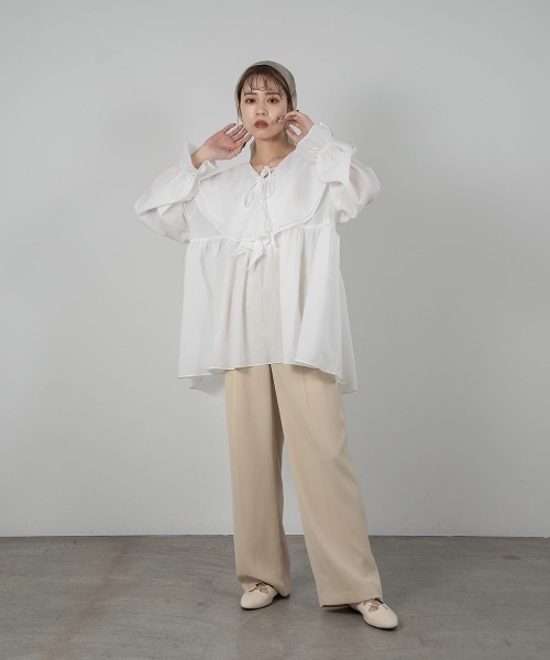 Amiur(エミレ)の「flare ribbon volume blouse(シャツ/ブラウス・レディース・ホワイト/ブルー・FREE)」の3枚目の写真