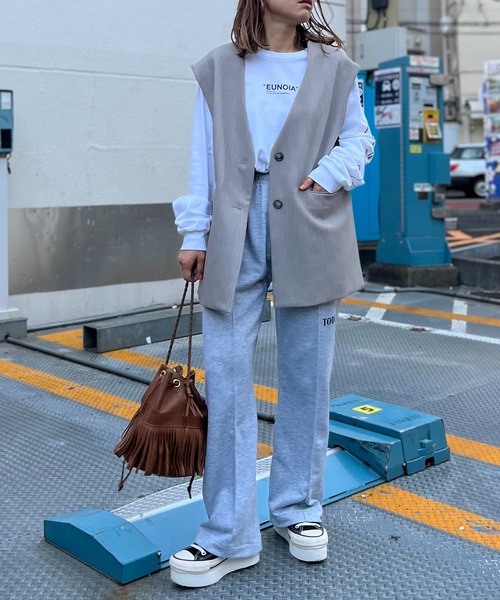 mi via loca（ミヴィアロカ）の「センターシーム ロゴスウェットパンツ（スウェットパンツ・レディース・ピンク/スミクロ/杢グレー/ボルドー・FREE）」の11枚目の写真