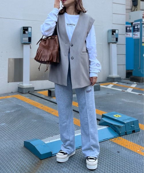 mi via loca（ミヴィアロカ）の「センターシーム ロゴスウェットパンツ（スウェットパンツ・レディース・ピンク/スミクロ/杢グレー/ボルドー・FREE）」の12枚目の写真