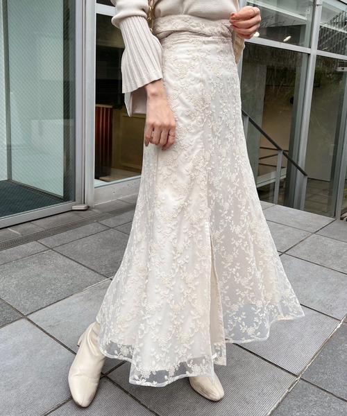 one after another NICE CLAUP(ワンアフターアナザーナイスクラップ)の「【新色追加】クロスバックリボンスカート(スカート・レディース・ホワイト系その他/ブルー系その他/ドット/アイボリー・SMALL/MEDIUM)」の2枚目の写真