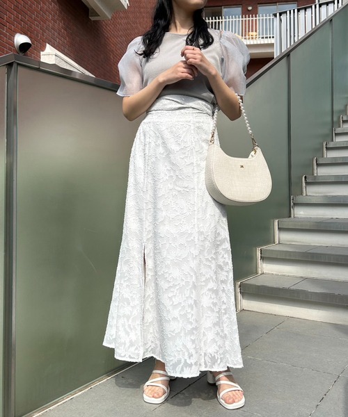 one after another NICE CLAUP(ワンアフターアナザーナイスクラップ)の「【新色追加】クロスバックリボンスカート(スカート・レディース・ホワイト系その他/ブルー系その他/ドット/アイボリー・SMALL/MEDIUM)」の6枚目の写真