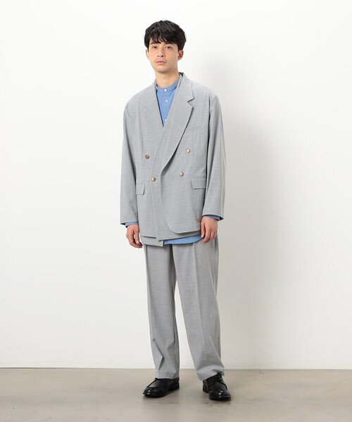 COMME CA ISM(コムサイズム)の「【セットアップ対応】ウォッシャブル リサイクル かすりチェック トロ パンツ(スラックス・メンズ・ネイビー/ライトグレー/グレー・M/S/L)」の4枚目の写真