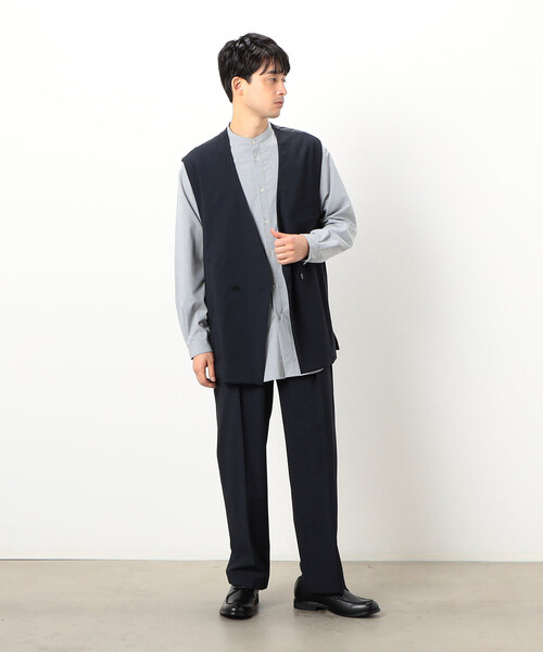 COMME CA ISM(コムサイズム)の「【セットアップ対応】ウォッシャブル リサイクル かすりチェック トロ パンツ(スラックス・メンズ・ネイビー/ライトグレー/グレー・M/S/L)」の13枚目の写真