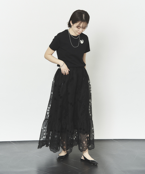 HARDY NOIR（アルディーノアール）の「超長綿別注天竺Tシャツ（Tシャツ/カットソー・レディース・ホワイト/ブラック・FREE）」の4枚目の写真