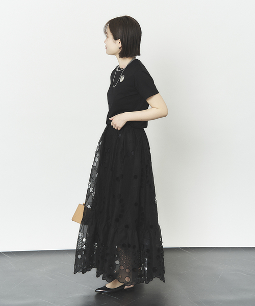 HARDY NOIR（アルディーノアール）の「超長綿別注天竺Tシャツ（Tシャツ/カットソー・レディース・ホワイト/ブラック・FREE）」の5枚目の写真