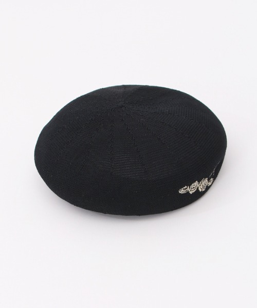 axes femme(アクシーズファム)の「ラメ刺繍入サーモベレー(ハンチング/ベレー帽・レディース・キナリ/ブラック/ピンク・FREE)」の1枚目の写真