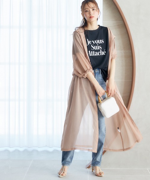 miclat（ミクラ）の「大きいサイズ　シアーフーディカーディガン　miclat（カーディガン/ボレロ・レディース・ブルー系/ピンクベージュ/ブラック・L～LL/3L～4L）」の7枚目の写真