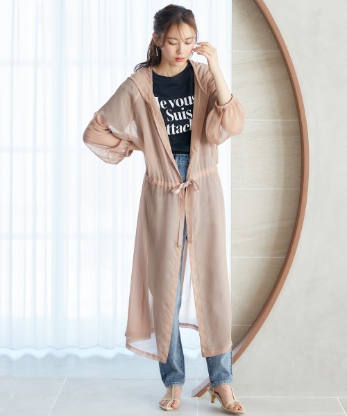 miclat（ミクラ）の「大きいサイズ　シアーフーディカーディガン　miclat（カーディガン/ボレロ・レディース・ブルー系/ピンクベージュ/ブラック・L～LL/3L～4L）」の10枚目の写真