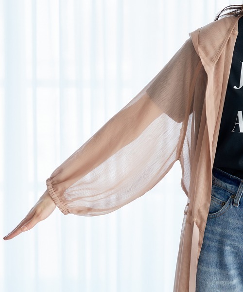 miclat（ミクラ）の「大きいサイズ　シアーフーディカーディガン　miclat（カーディガン/ボレロ・レディース・ブルー系/ピンクベージュ/ブラック・L～LL/3L～4L）」の20枚目の写真