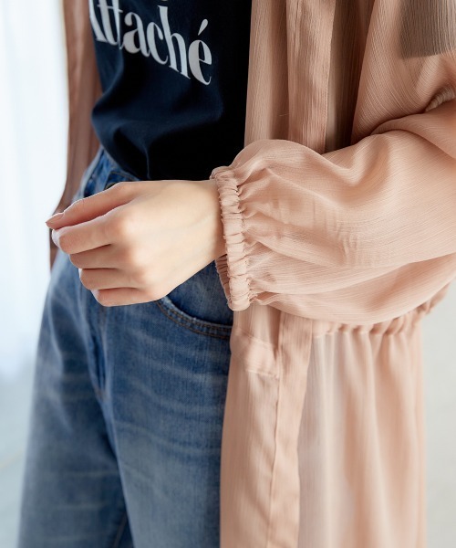 miclat（ミクラ）の「大きいサイズ　シアーフーディカーディガン　miclat（カーディガン/ボレロ・レディース・ブルー系/ピンクベージュ/ブラック・L～LL/3L～4L）」の21枚目の写真