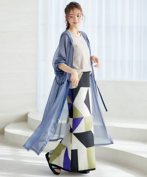 miclat（ミクラ）の「大きいサイズ　シアーフーディカーディガン　miclat（カーディガン/ボレロ・レディース・ブルー系/ピンクベージュ/ブラック・L～LL/3L～4L）」の13枚目の写真