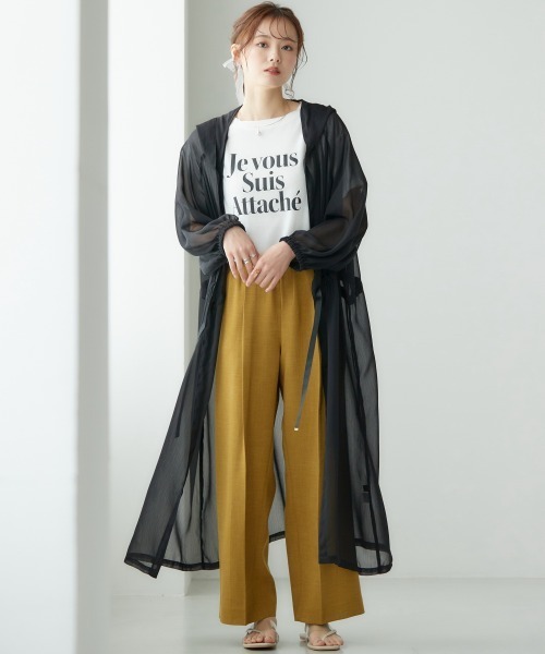 miclat（ミクラ）の「大きいサイズ　シアーフーディカーディガン　miclat（カーディガン/ボレロ・レディース・ブルー系/ピンクベージュ/ブラック・L～LL/3L～4L）」の5枚目の写真