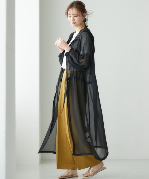 miclat（ミクラ）の「大きいサイズ　シアーフーディカーディガン　miclat（カーディガン/ボレロ・レディース・ブルー系/ピンクベージュ/ブラック・L～LL/3L～4L）」の8枚目の写真