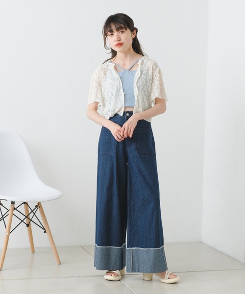 Kastane（カスタネ）の「パイルジャガード半袖Tee（Tシャツ/カットソー・レディース・サックスブルー/ブラック/アイボリー・FREE）」の9枚目の写真