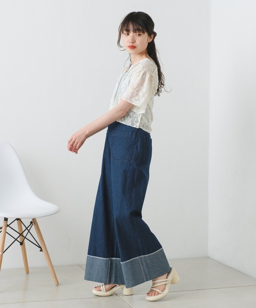 Kastane（カスタネ）の「パイルジャガード半袖Tee（Tシャツ/カットソー・レディース・サックスブルー/ブラック/アイボリー・FREE）」の10枚目の写真